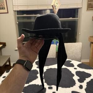 Vintage 60s/70s RARE MICHAEL HOWARD Hat 100% Wool Black Designer Cap Flaps OSFM